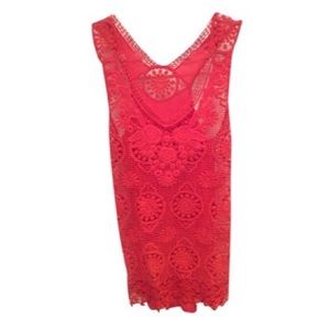 Anthropologie red lace tunic